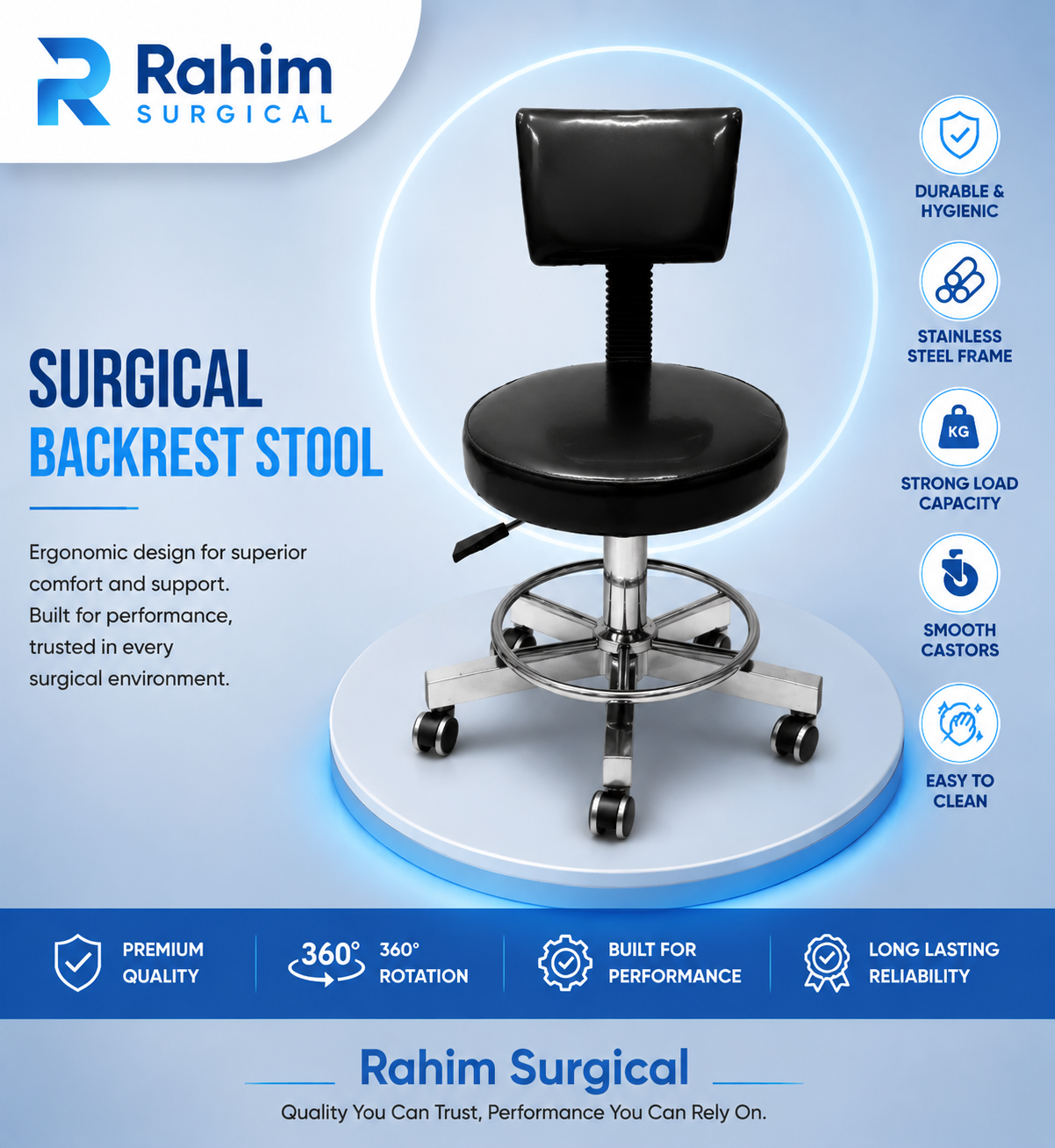 Surgical Stool with Backrest